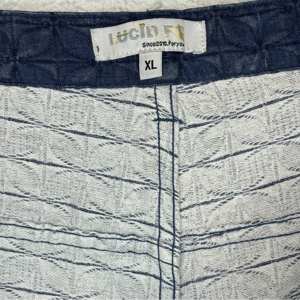 Urban Outfitters Lucid FC Denim Shorts Mens XL Blue Quilted Embroidery Logo NWOT